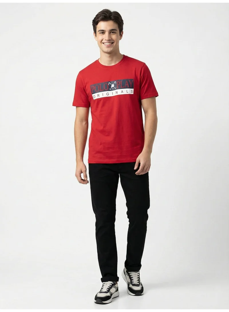 لعب البولو Boys Graphic T-shirt -RED